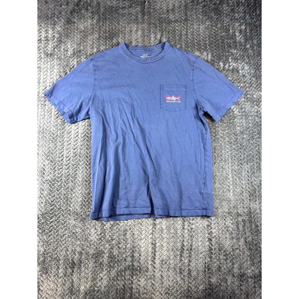 Vineyard Vines T Shirt Mens XL Blue Crew Neck Short Sleeve Logo Chest Pocket Tee